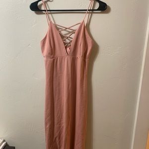 Pink bodycon midi dress